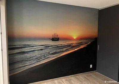 Fotobehang ship op zee in slaapkamer